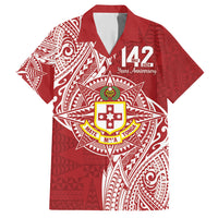 Personalised Kolisi Tonga Atele 142nd Anniversary Family Matching Summer Maxi Dress and Hawaiian Shirt Special Kupesi Pattern LT9 Dad's Shirt - Short Sleeve White - Polynesian Pride