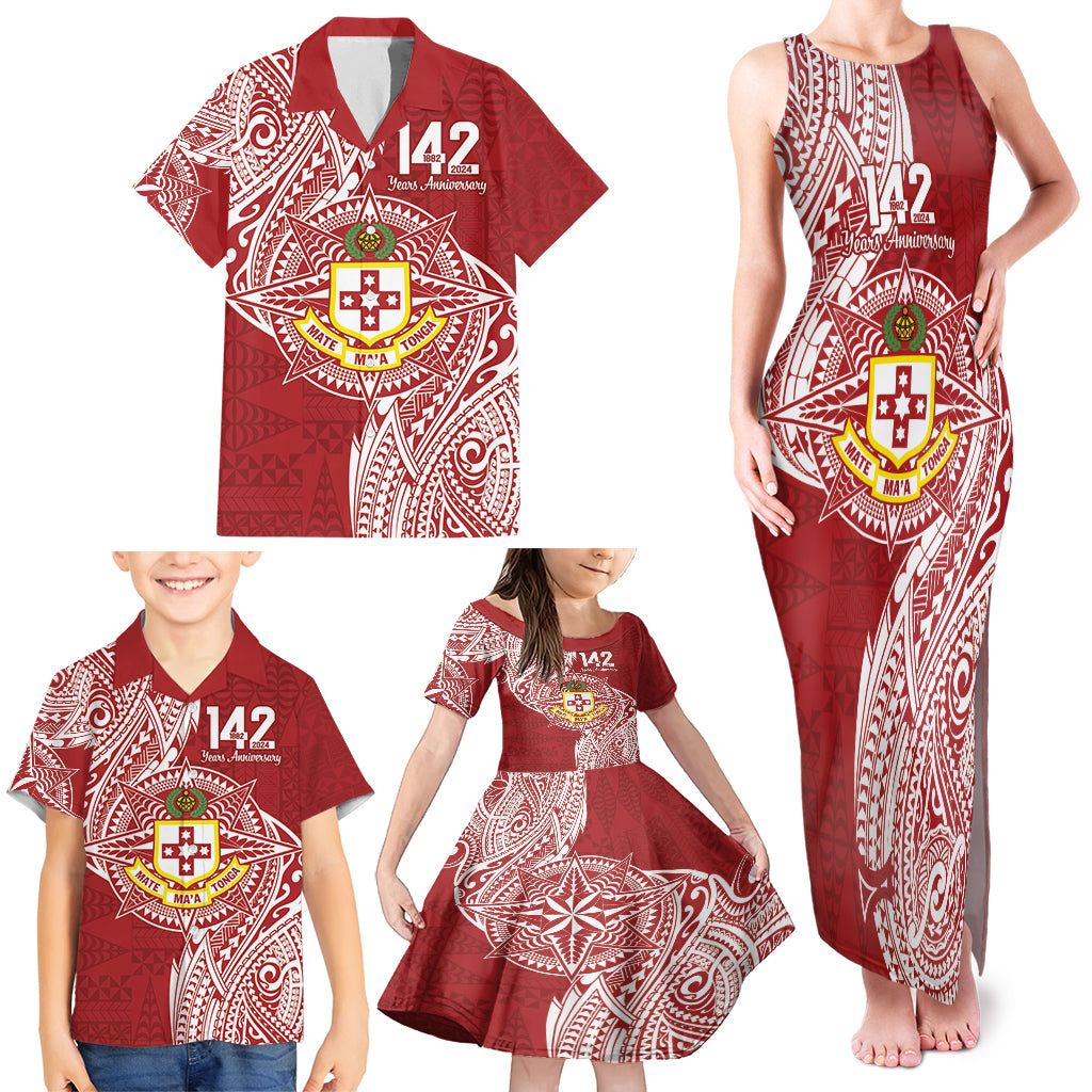 Personalised Kolisi Tonga Atele 142nd Anniversary Family Matching Tank Maxi Dress and Hawaiian Shirt Special Kupesi Pattern LT9 - Polynesian Pride