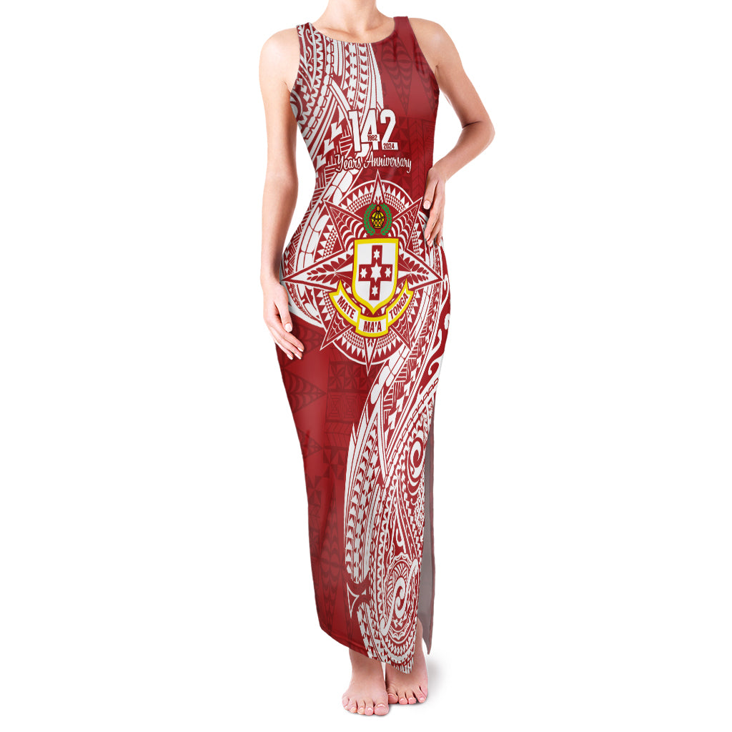 Personalised Kolisi Tonga Atele 142nd Anniversary Family Matching Tank Maxi Dress and Hawaiian Shirt Special Kupesi Pattern LT9 Mom's Dress White - Polynesian Pride