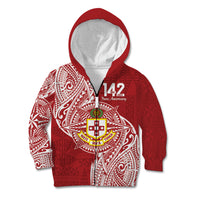 Personalised Kolisi Tonga Atele 142nd Anniversary Kid Hoodie Special Kupesi Pattern LT9 Zip Hoodie White - Polynesian Pride