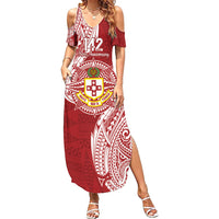 Personalised Kolisi Tonga Atele 142nd Anniversary Summer Maxi Dress Special Kupesi Pattern LT9 Women White - Polynesian Pride