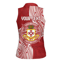 Personalised Kolisi Tonga Atele 142nd Anniversary Women Sleeveless Polo Shirt Special Kupesi Pattern LT9 - Polynesian Pride