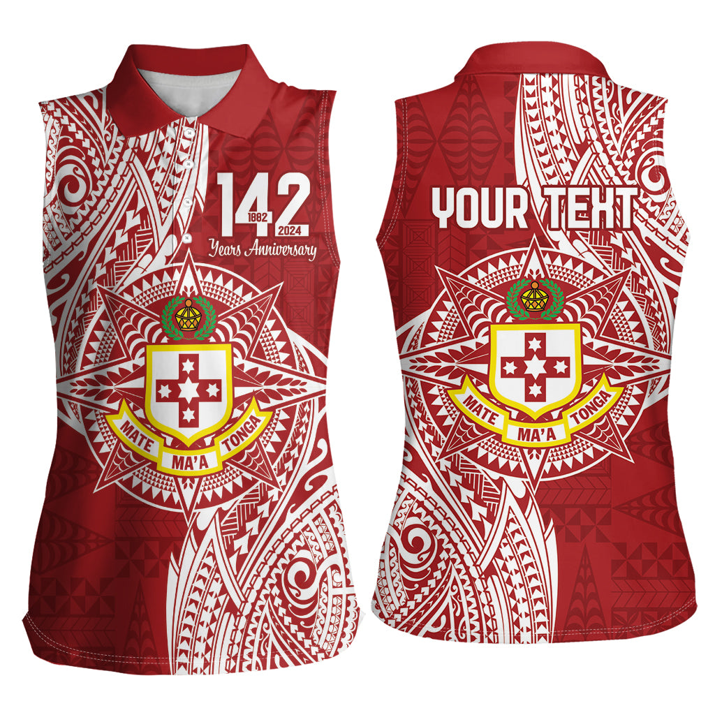 Personalised Kolisi Tonga Atele 142nd Anniversary Women Sleeveless Polo Shirt Special Kupesi Pattern LT9 - Polynesian Pride