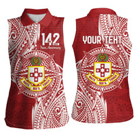Personalised Kolisi Tonga Atele 142nd Anniversary Women Sleeveless Polo Shirt Special Kupesi Pattern LT9 - Polynesian Pride