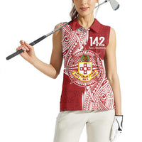 Personalised Kolisi Tonga Atele 142nd Anniversary Women Sleeveless Polo Shirt Special Kupesi Pattern LT9 - Polynesian Pride