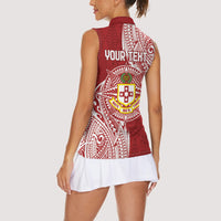 Personalised Kolisi Tonga Atele 142nd Anniversary Women Sleeveless Polo Shirt Special Kupesi Pattern LT9 - Polynesian Pride