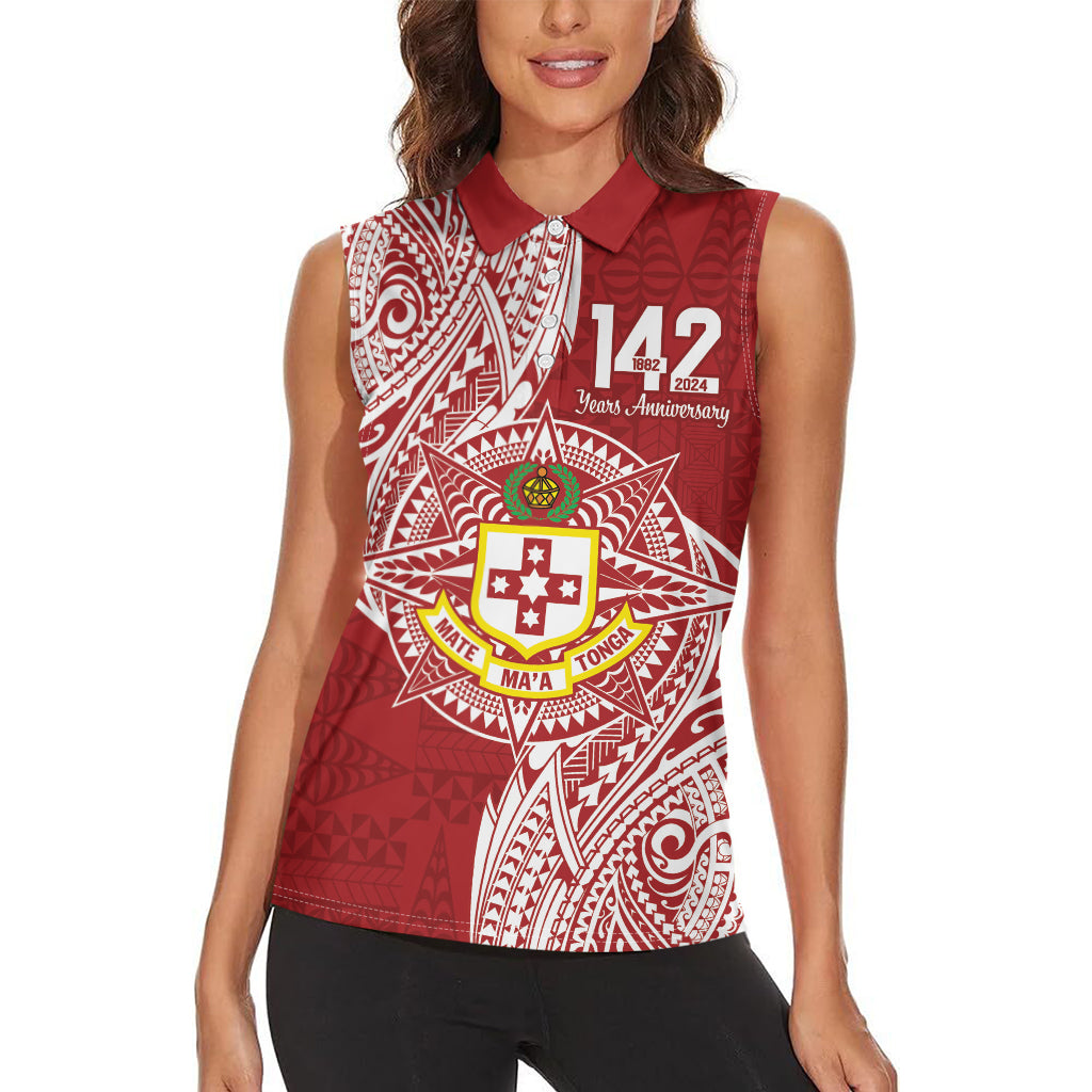 Personalised Kolisi Tonga Atele 142nd Anniversary Women Sleeveless Polo Shirt Special Kupesi Pattern LT9 - Polynesian Pride