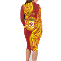 Personalised Kolisi Tonga Atele Family Matching Long Sleeve Bodycon Dress and Hawaiian Shirt Since 1882 Simple Ngatu Pattern LT9 - Polynesian Pride