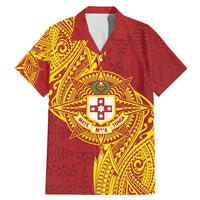 Personalised Kolisi Tonga Atele Family Matching Mermaid Dress and Hawaiian Shirt Since 1882 Simple Ngatu Pattern LT9 Dad's Shirt - Short Sleeve Gold - Polynesian Pride