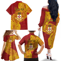 Personalised Kolisi Tonga Atele Family Matching Off The Shoulder Long Sleeve Dress and Hawaiian Shirt Since 1882 Simple Ngatu Pattern LT9 - Polynesian Pride