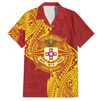 Personalised Kolisi Tonga Atele Family Matching Off The Shoulder Long Sleeve Dress and Hawaiian Shirt Since 1882 Simple Ngatu Pattern LT9 Dad's Shirt - Short Sleeve Gold - Polynesian Pride