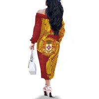 Personalised Kolisi Tonga Atele Family Matching Off The Shoulder Long Sleeve Dress and Hawaiian Shirt Since 1882 Simple Ngatu Pattern LT9 - Polynesian Pride