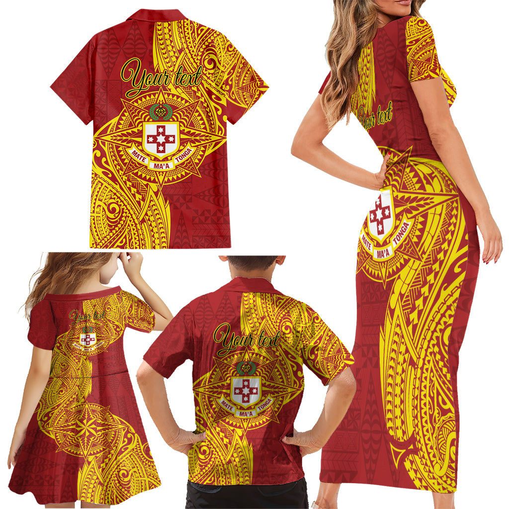 Personalised Kolisi Tonga Atele Family Matching Short Sleeve Bodycon Dress and Hawaiian Shirt Since 1882 Simple Ngatu Pattern LT9 - Polynesian Pride