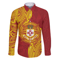 Personalised Kolisi Tonga Atele Family Matching Short Sleeve Bodycon Dress and Hawaiian Shirt Since 1882 Simple Ngatu Pattern LT9 Dad's Shirt - Long Sleeve Gold - Polynesian Pride