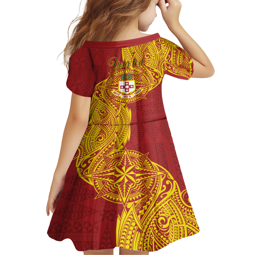 Personalised Kolisi Tonga Atele Kid Short Sleeve Dress Since 1882 Simple Ngatu Pattern
