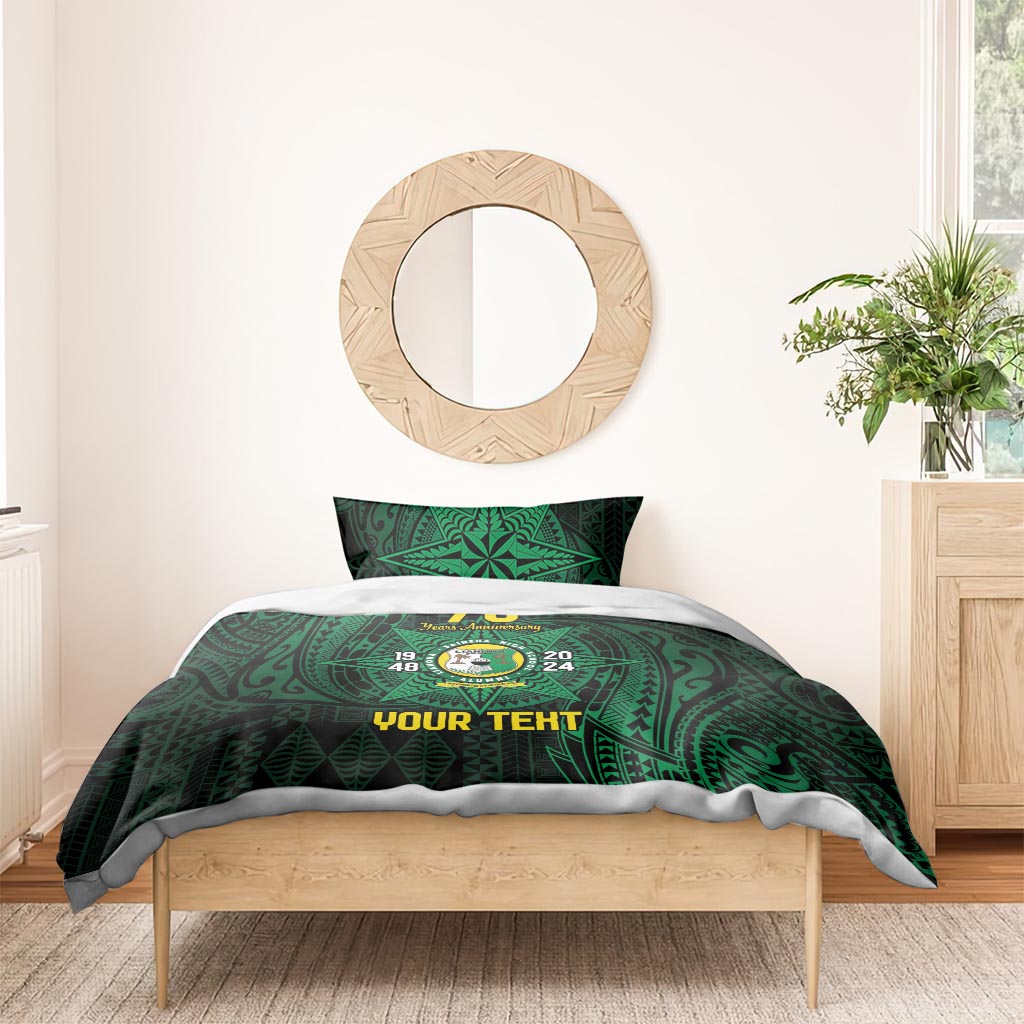 Personalised Tonga Liahona High School 76th Anniversary Bedding Set Special Kupesi Pattern
