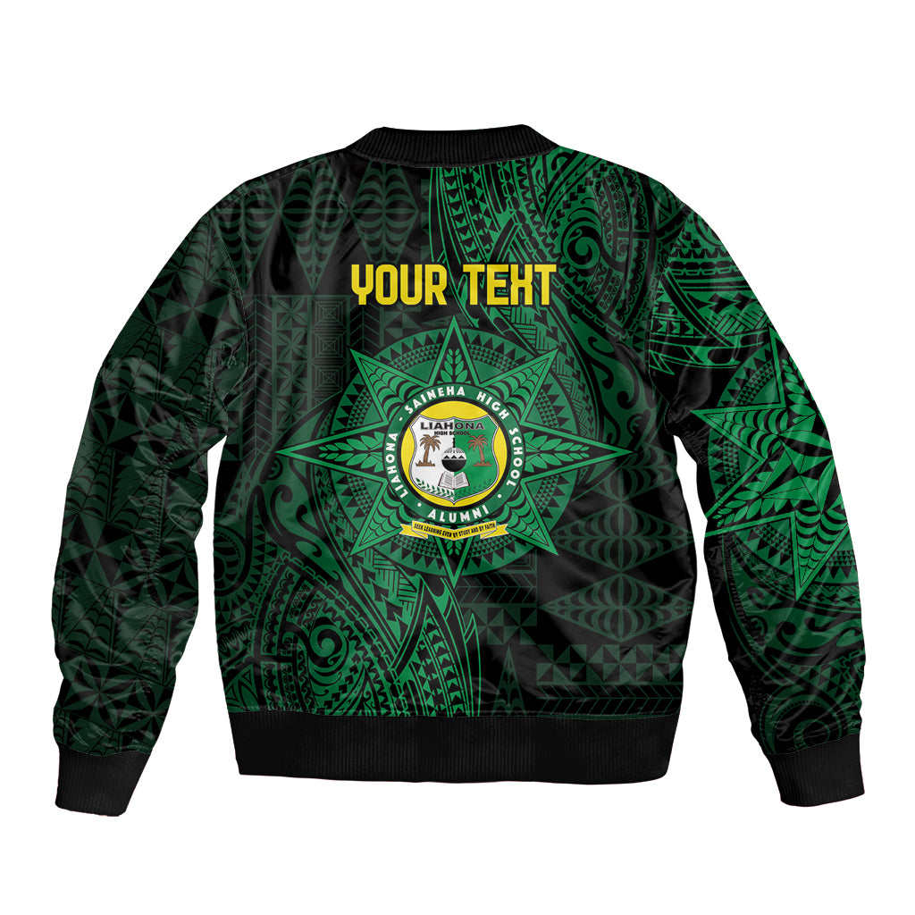 Personalised Tonga Liahona High School 76th Anniversary Bomber Jacket Special Kupesi Pattern