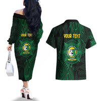 Personalised Tonga Liahona High School 76th Anniversary Couples Matching Off The Shoulder Long Sleeve Dress and Hawaiian Shirt Special Kupesi Pattern LT9 - Polynesian Pride