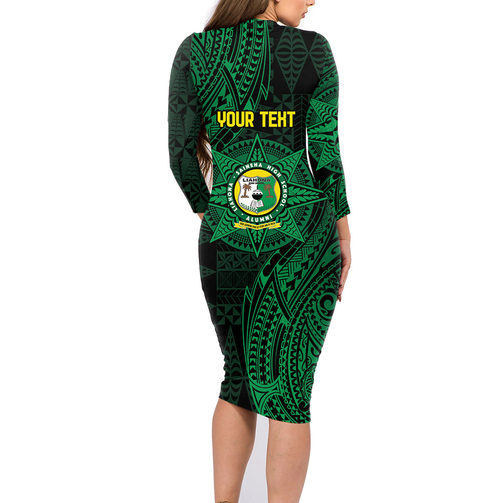 Personalised Tonga Liahona High School 76th Anniversary Family Matching Long Sleeve Bodycon Dress and Hawaiian Shirt Special Kupesi Pattern LT9 - Polynesian Pride