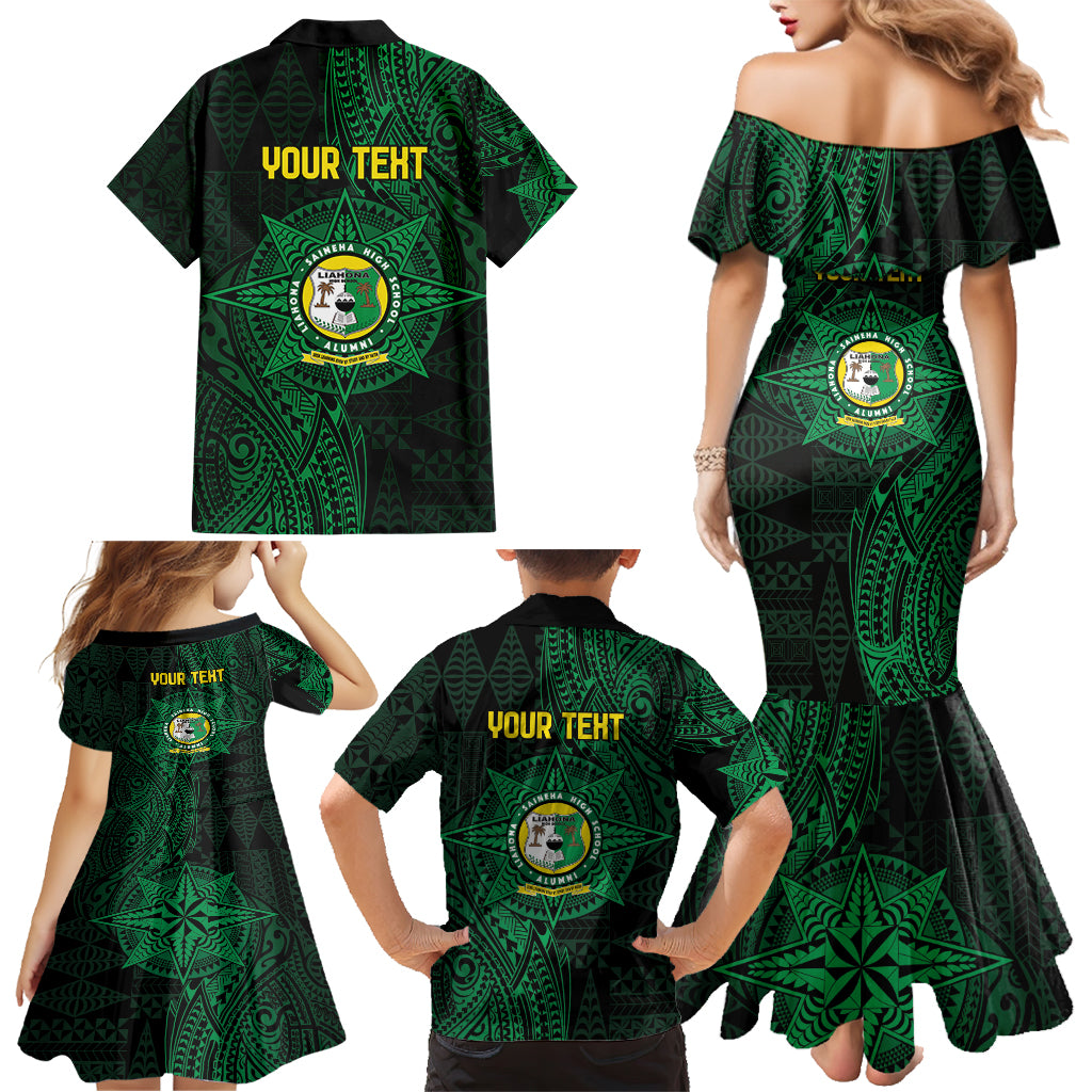 Personalised Tonga Liahona High School 76th Anniversary Family Matching Mermaid Dress and Hawaiian Shirt Special Kupesi Pattern LT9 - Polynesian Pride