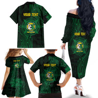 Personalised Tonga Liahona High School 76th Anniversary Family Matching Off The Shoulder Long Sleeve Dress and Hawaiian Shirt Special Kupesi Pattern LT9 - Polynesian Pride