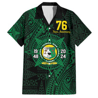 Personalised Tonga Liahona High School 76th Anniversary Family Matching Off The Shoulder Long Sleeve Dress and Hawaiian Shirt Special Kupesi Pattern LT9 Dad's Shirt - Short Sleeve Green - Polynesian Pride