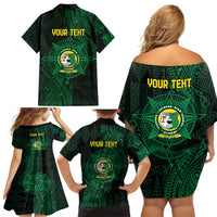 Personalised Tonga Liahona High School 76th Anniversary Family Matching Off Shoulder Short Dress and Hawaiian Shirt Special Kupesi Pattern LT9 - Polynesian Pride