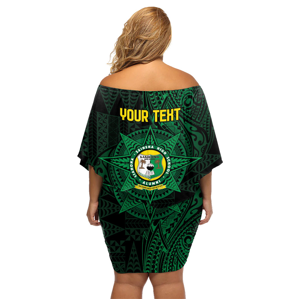 Personalised Tonga Liahona High School 76th Anniversary Family Matching Off Shoulder Short Dress and Hawaiian Shirt Special Kupesi Pattern LT9 - Polynesian Pride