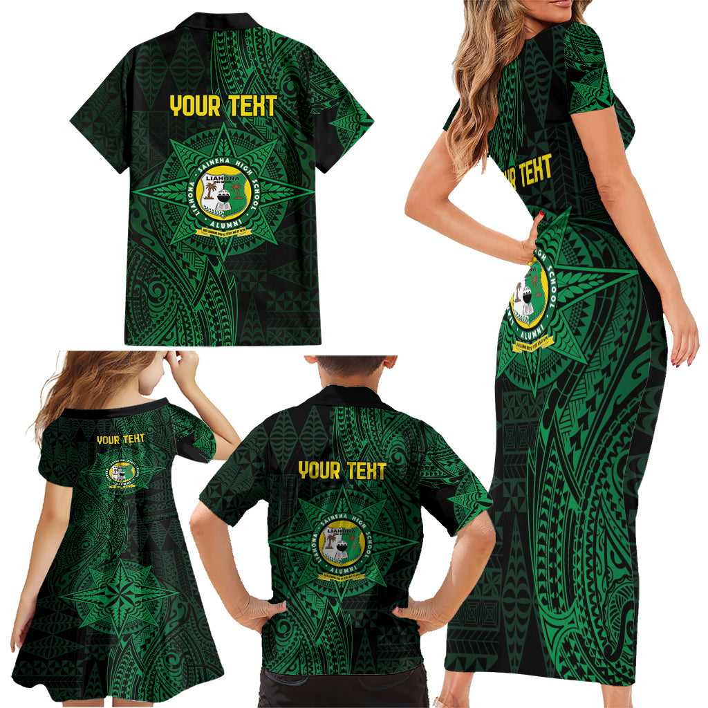 Personalised Tonga Liahona High School 76th Anniversary Family Matching Short Sleeve Bodycon Dress and Hawaiian Shirt Special Kupesi Pattern LT9 - Polynesian Pride