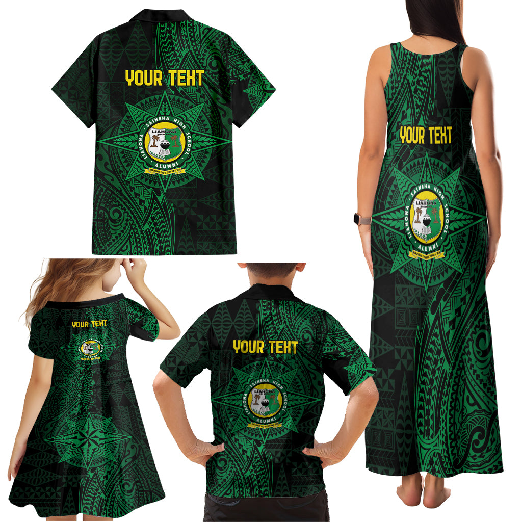 Personalised Tonga Liahona High School 76th Anniversary Family Matching Tank Maxi Dress and Hawaiian Shirt Special Kupesi Pattern LT9 - Polynesian Pride