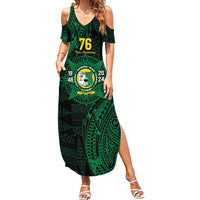Personalised Tonga Liahona High School 76th Anniversary Summer Maxi Dress Special Kupesi Pattern LT9 Women Green - Polynesian Pride