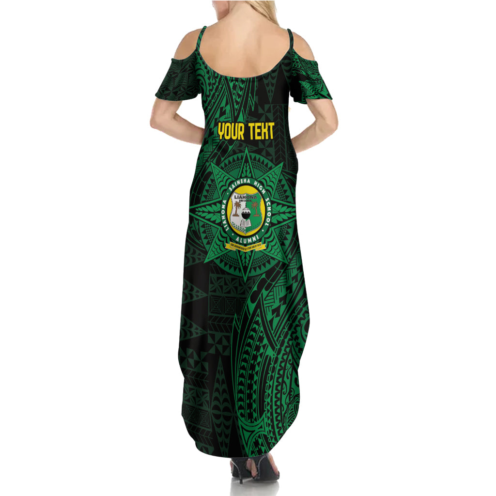 Personalised Tonga Liahona High School 76th Anniversary Summer Maxi Dress Special Kupesi Pattern LT9 - Polynesian Pride