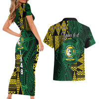 Personalised Tonga Liahona High School Couples Matching Short Sleeve Bodycon Dress and Hawaiian Shirt Since 1948 Special Kupesi Pattern LT9 - Polynesian Pride