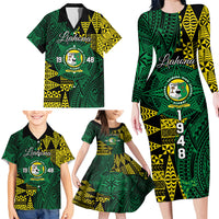 Personalised Tonga Liahona High School Family Matching Long Sleeve Bodycon Dress and Hawaiian Shirt Since 1948 Special Kupesi Pattern LT9 - Polynesian Pride