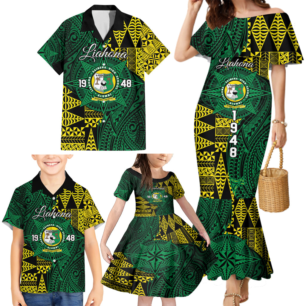 Personalised Tonga Liahona High School Family Matching Mermaid Dress and Hawaiian Shirt Since 1948 Special Kupesi Pattern LT9 - Polynesian Pride