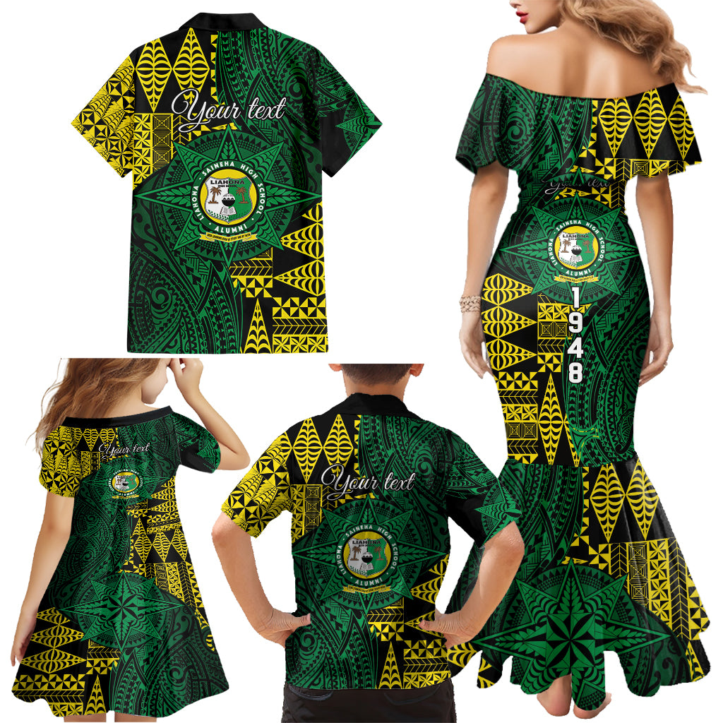 Personalised Tonga Liahona High School Family Matching Mermaid Dress and Hawaiian Shirt Since 1948 Special Kupesi Pattern LT9 - Polynesian Pride