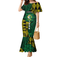 Personalised Tonga Liahona High School Family Matching Mermaid Dress and Hawaiian Shirt Since 1948 Special Kupesi Pattern LT9 Mom's Dress Green - Polynesian Pride