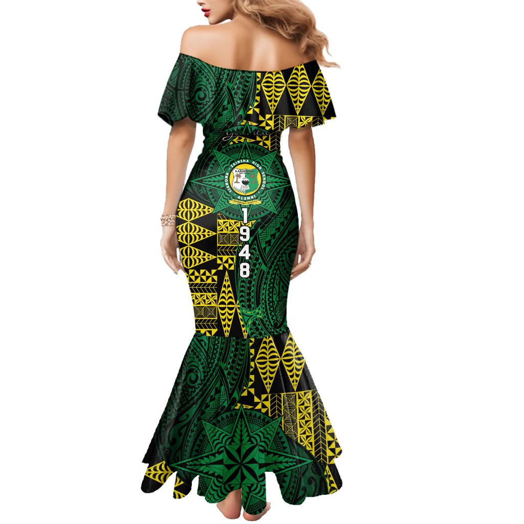Personalised Tonga Liahona High School Family Matching Mermaid Dress and Hawaiian Shirt Since 1948 Special Kupesi Pattern LT9 - Polynesian Pride
