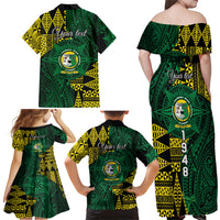 Personalised Tonga Liahona High School Family Matching Off Shoulder Maxi Dress and Hawaiian Shirt Since 1948 Special Kupesi Pattern LT9 - Polynesian Pride