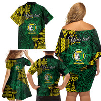 Personalised Tonga Liahona High School Family Matching Off Shoulder Short Dress and Hawaiian Shirt Since 1948 Special Kupesi Pattern LT9 - Polynesian Pride