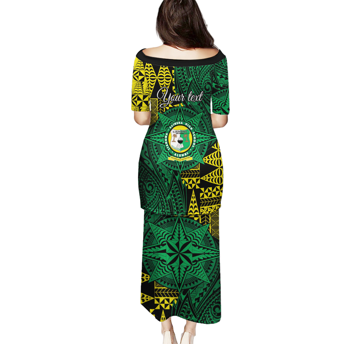 Personalised Tonga Liahona High School Family Matching Puletasi and Hawaiian Shirt Since 1948 Special Kupesi Pattern LT9 - Polynesian Pride