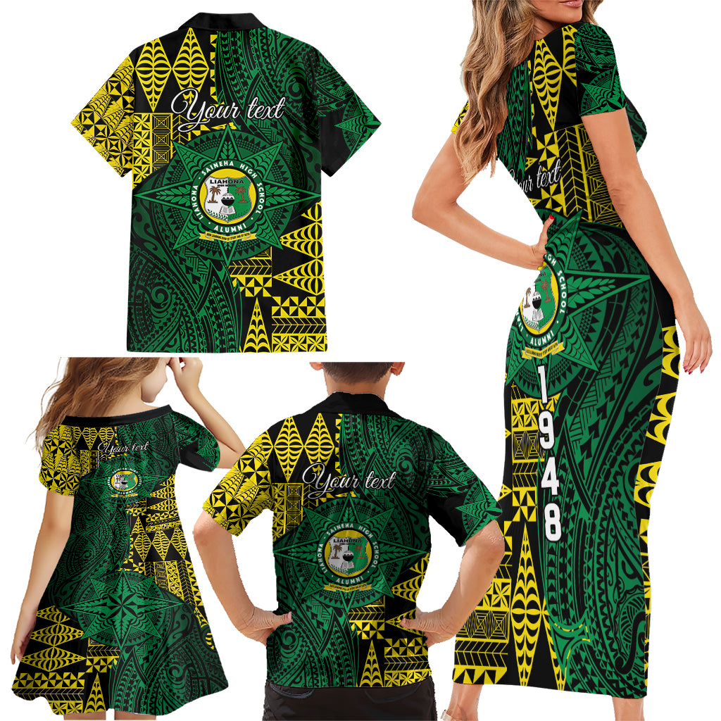 Personalised Tonga Liahona High School Family Matching Short Sleeve Bodycon Dress and Hawaiian Shirt Since 1948 Special Kupesi Pattern LT9 - Polynesian Pride