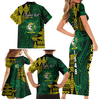Personalised Tonga Liahona High School Family Matching Short Sleeve Bodycon Dress and Hawaiian Shirt Since 1948 Special Kupesi Pattern LT9 - Polynesian Pride