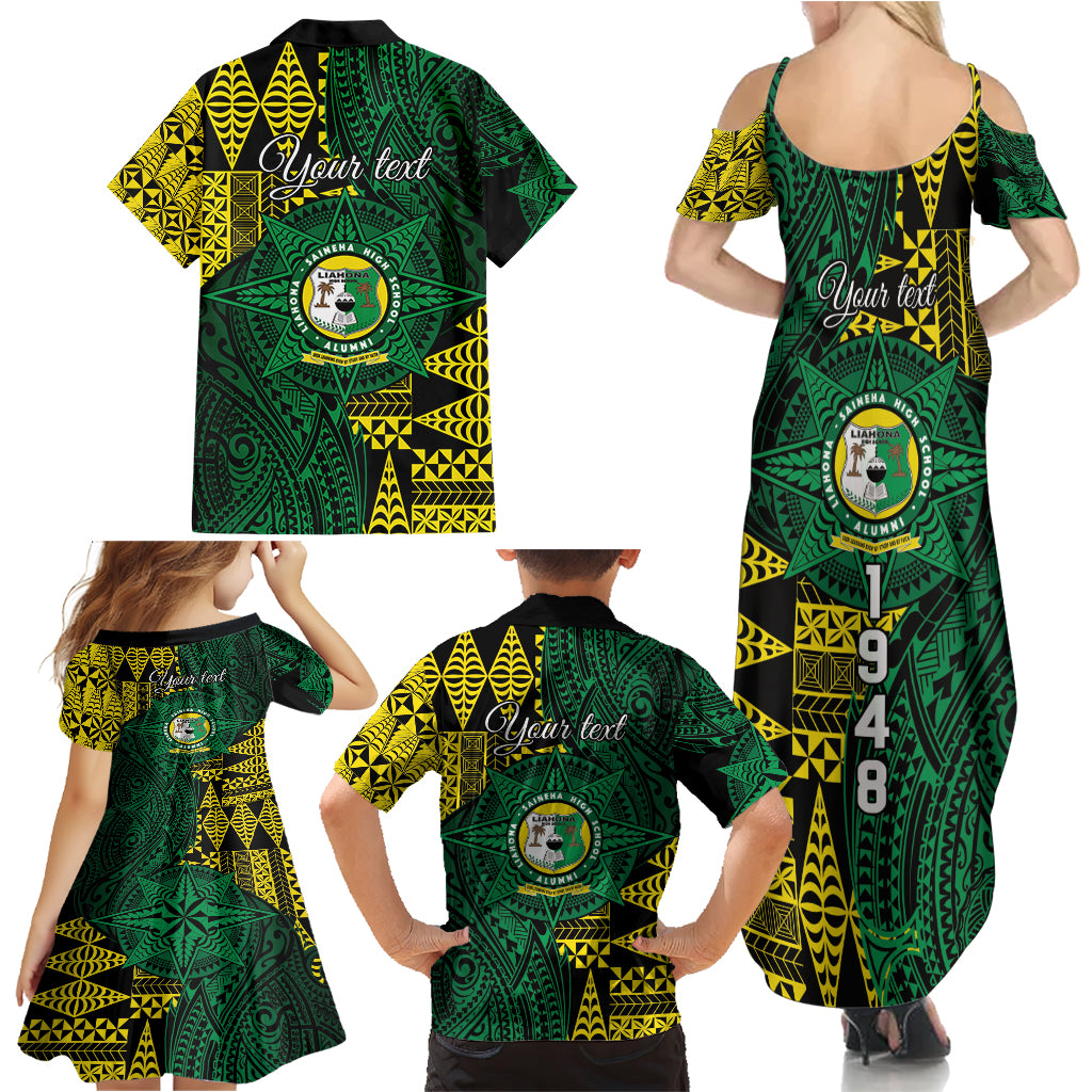 Personalised Tonga Liahona High School Family Matching Summer Maxi Dress and Hawaiian Shirt Since 1948 Special Kupesi Pattern LT9 - Polynesian Pride