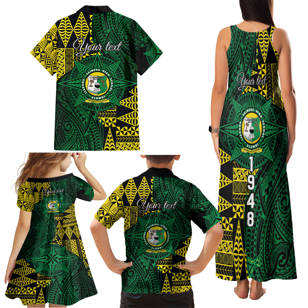 Personalised Tonga Liahona High School Family Matching Tank Maxi Dress and Hawaiian Shirt Since 1948 Special Kupesi Pattern LT9 - Polynesian Pride