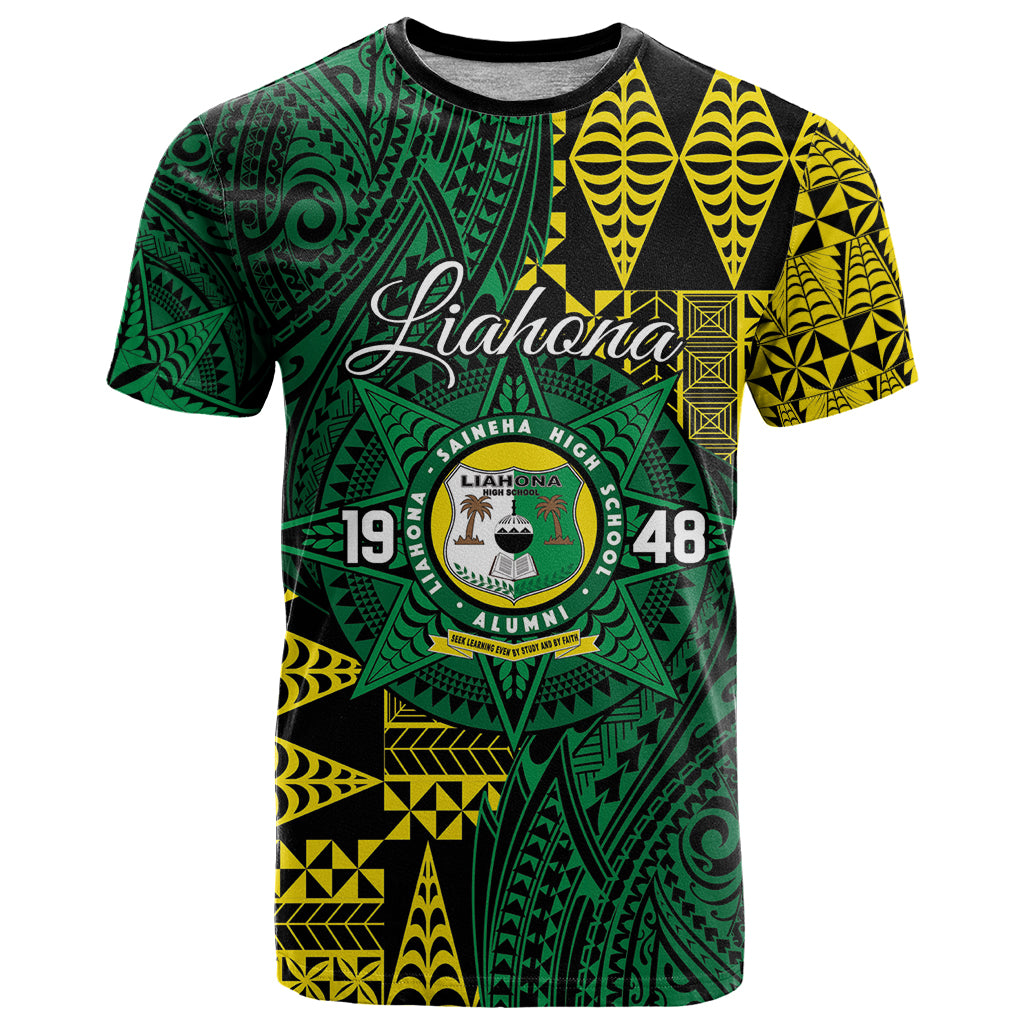 Personalised Tonga Liahona High School T Shirt Since 1948 Special Kupesi Pattern LT9 Green - Polynesian Pride