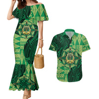 Personalised Tonga Saineha High School Couples Matching Mermaid Dress and Hawaiian Shirt Since 1978 Special Kupesi Pattern LT9 Green - Polynesian Pride