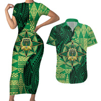 Personalised Tonga Saineha High School Couples Matching Short Sleeve Bodycon Dress and Hawaiian Shirt Since 1978 Special Kupesi Pattern LT9 Green - Polynesian Pride