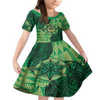 Personalised Tonga Saineha High School Family Matching Mermaid Dress and Hawaiian Shirt Since 1978 Special Kupesi Pattern LT9 Daughter's Dress Green - Polynesian Pride