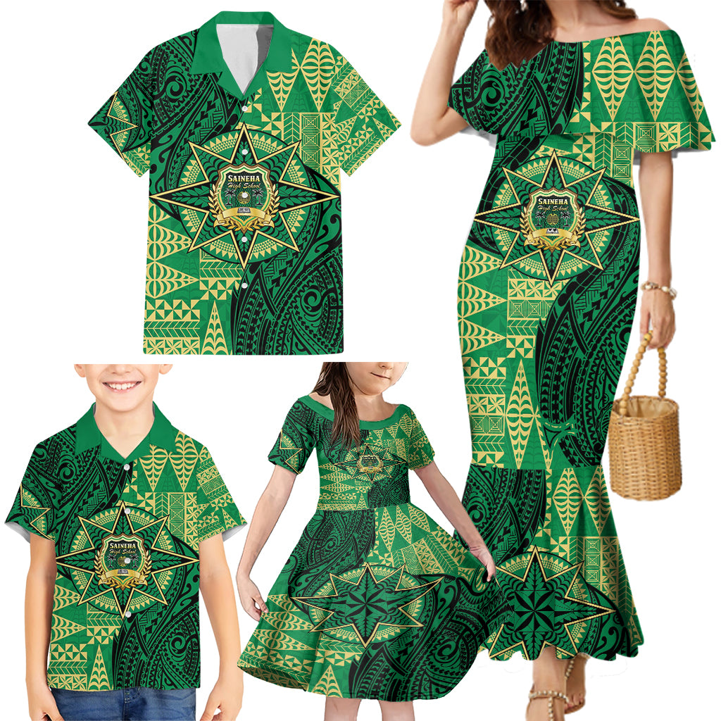 Personalised Tonga Saineha High School Family Matching Mermaid Dress and Hawaiian Shirt Since 1978 Special Kupesi Pattern LT9 - Polynesian Pride